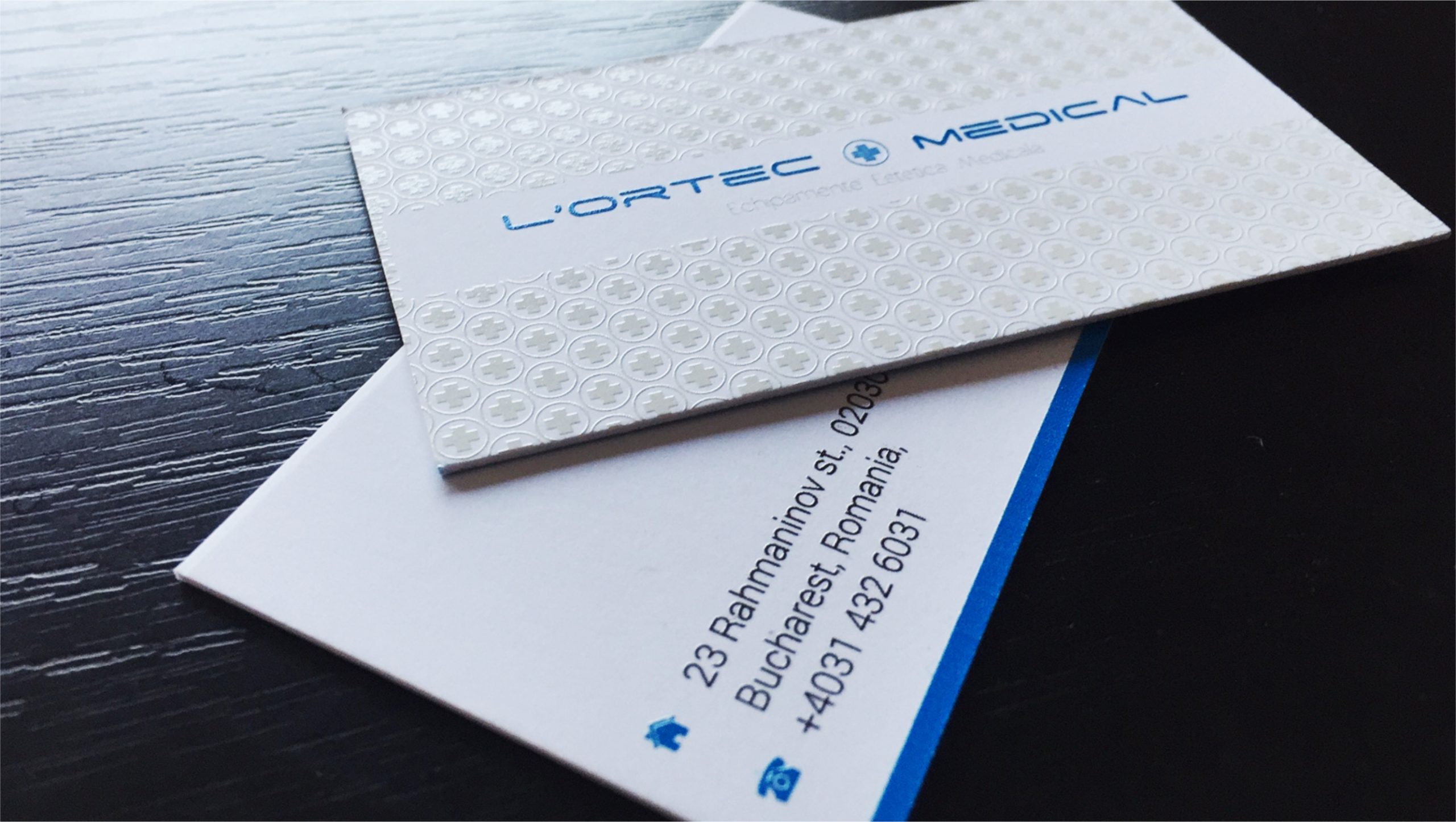 Luxury business cards London - raised white ink