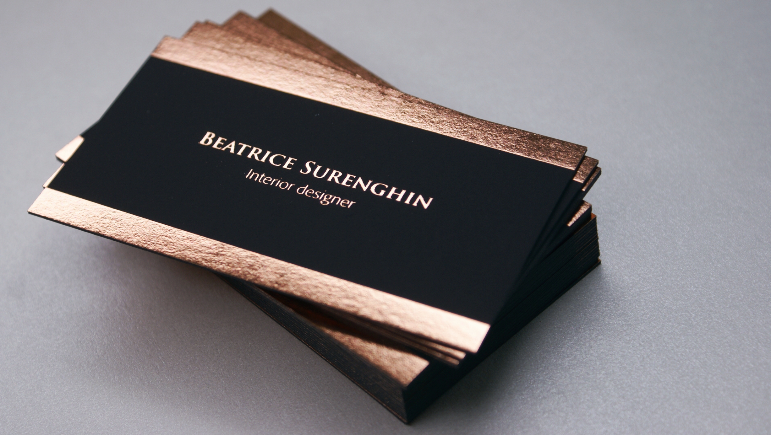 Premium business cards - rose gold foil stamping