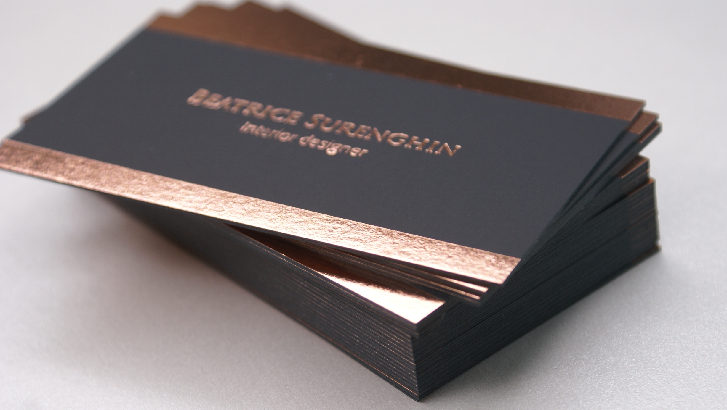 Luxury business cards - rose gold foil stamp