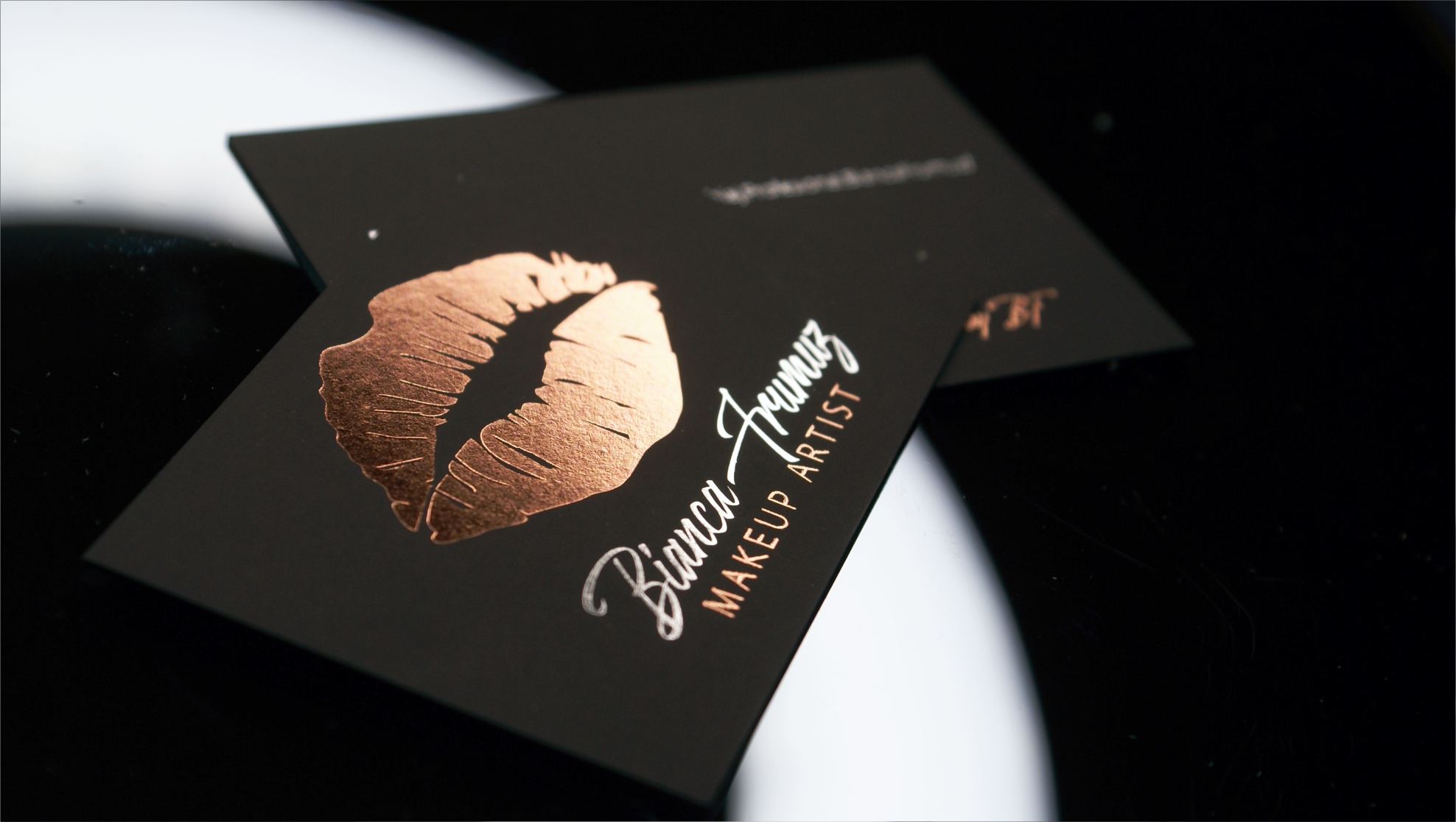 Luxury business cards London - foil stamping - makeup artist