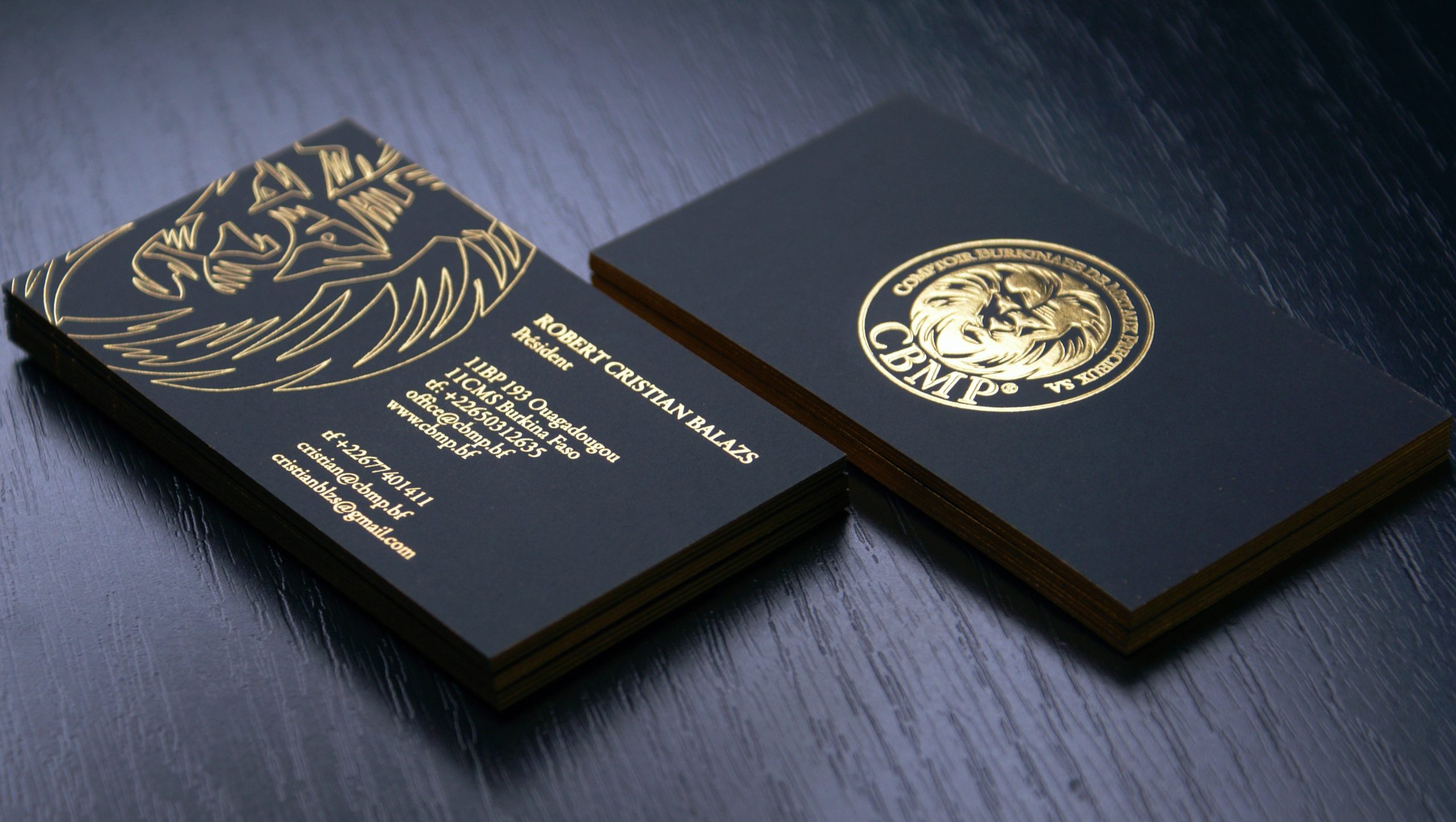 Luxury business cards - emboss and gold foil stamping