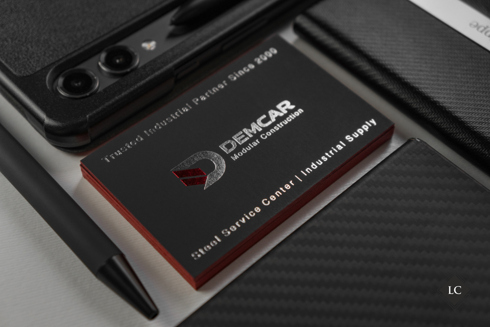 Luxury black business cards silver foil stamping