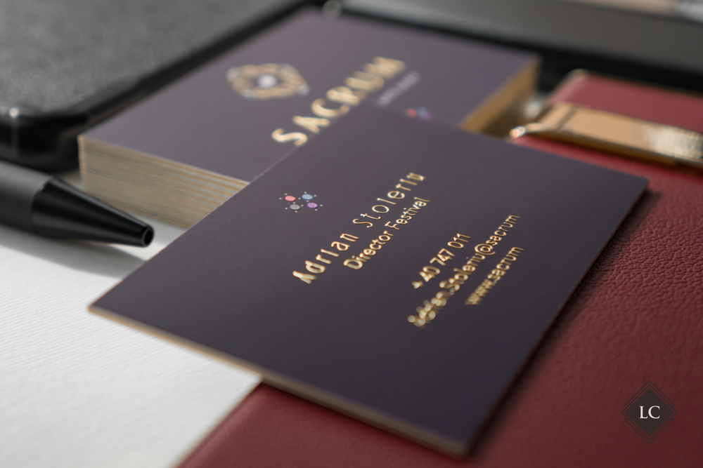 Luxury business cards raised UV print & gold foil