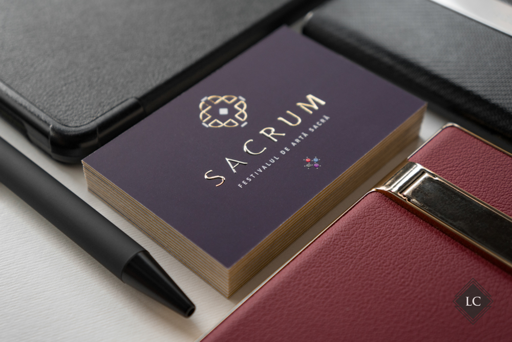 Premium purple luxury business cards gold foil