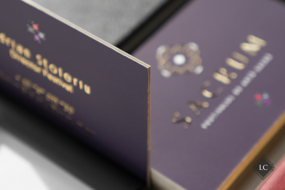 Triplex purple luxury business cards 2026