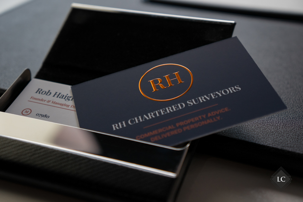 Premium business cards with digitally embossed copper foil