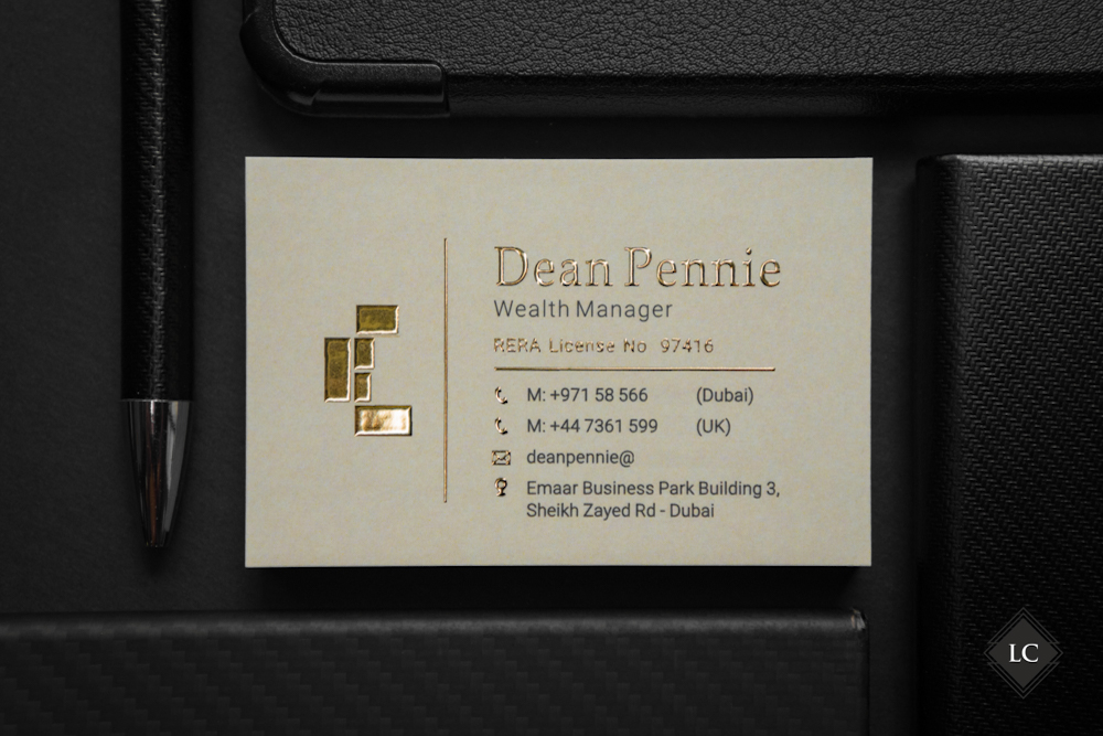 Luxury business cards with gold foil print