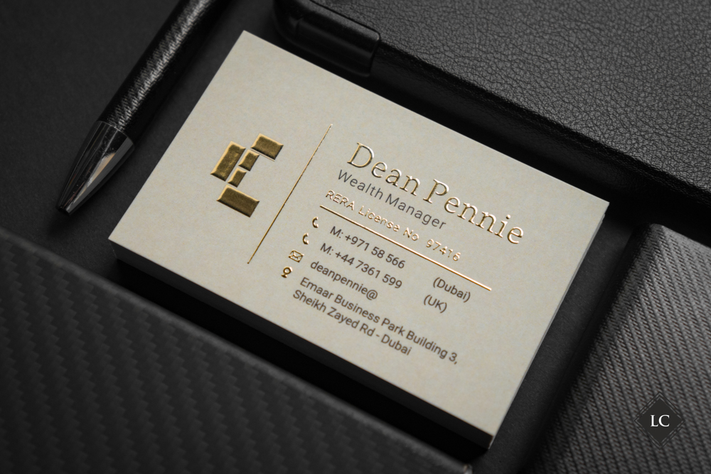 Premium business cards London gold foil print