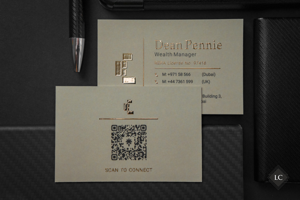 Premium business cards with gold foil printing