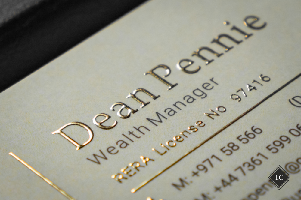Raised gold foil business cards London